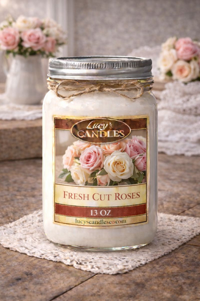 Fresh Cut Roses Mason Jar Candle 13oz