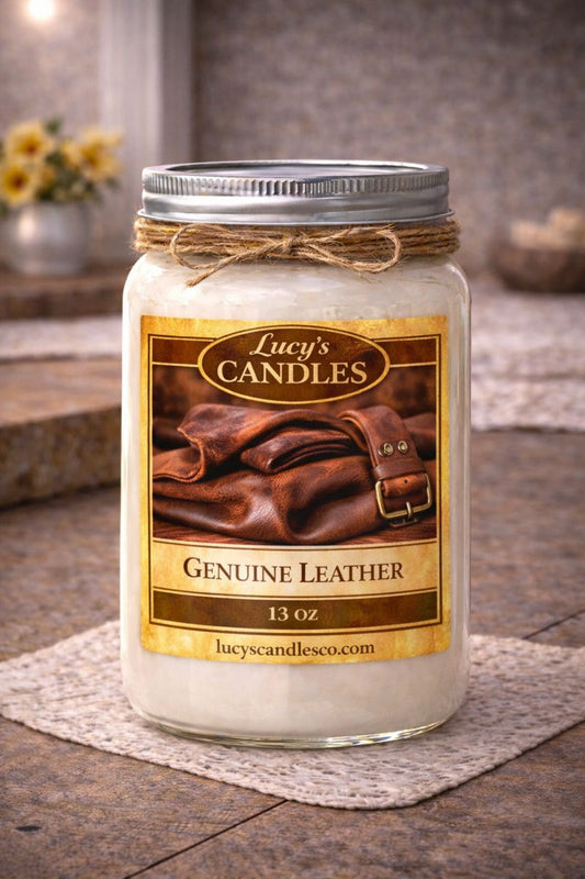 Genuine Leather Mason Jar Candle 13oz